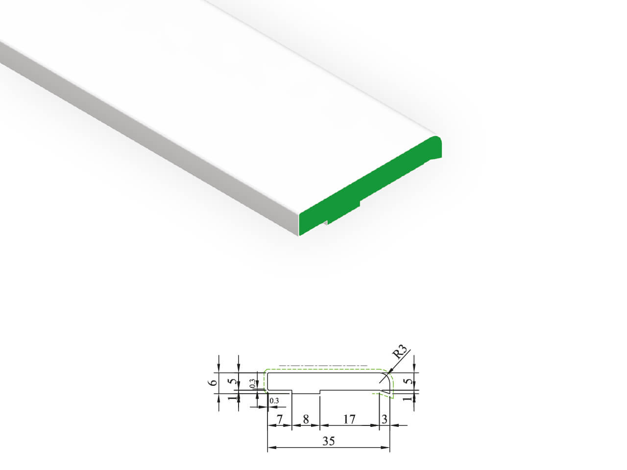 PL 635 Dagkantplint 6 x 35 mm PL 635 Dagkantplint 6 x 35 mm