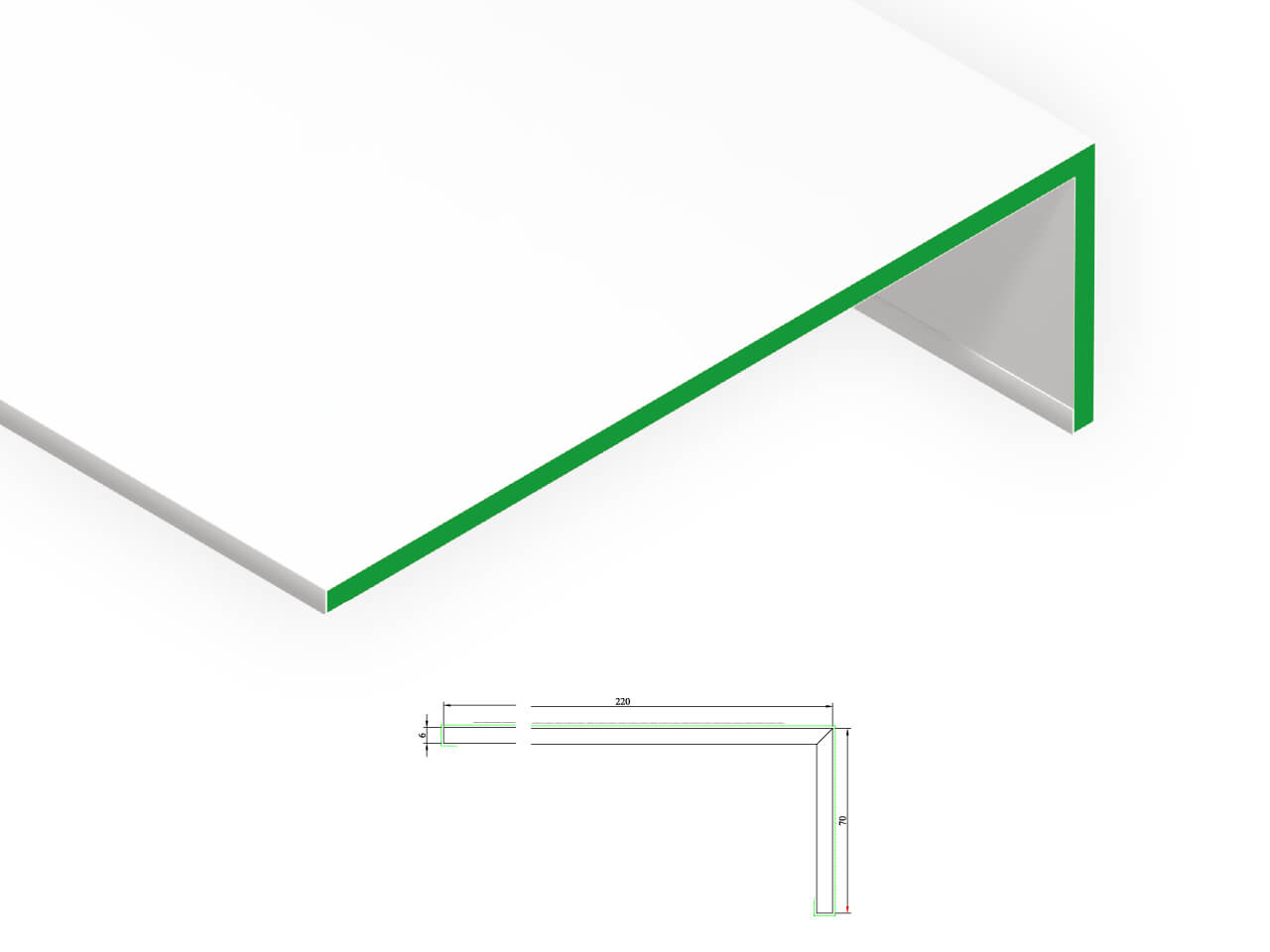 KDH 403 Corners 6x70x220 mm KDH 403 Corners 6x70x220 mm