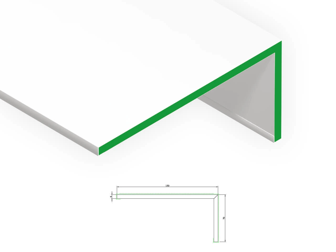KDH 405 Corners 6x70x150 mm KDH 405 Corners 6x70x150 mm