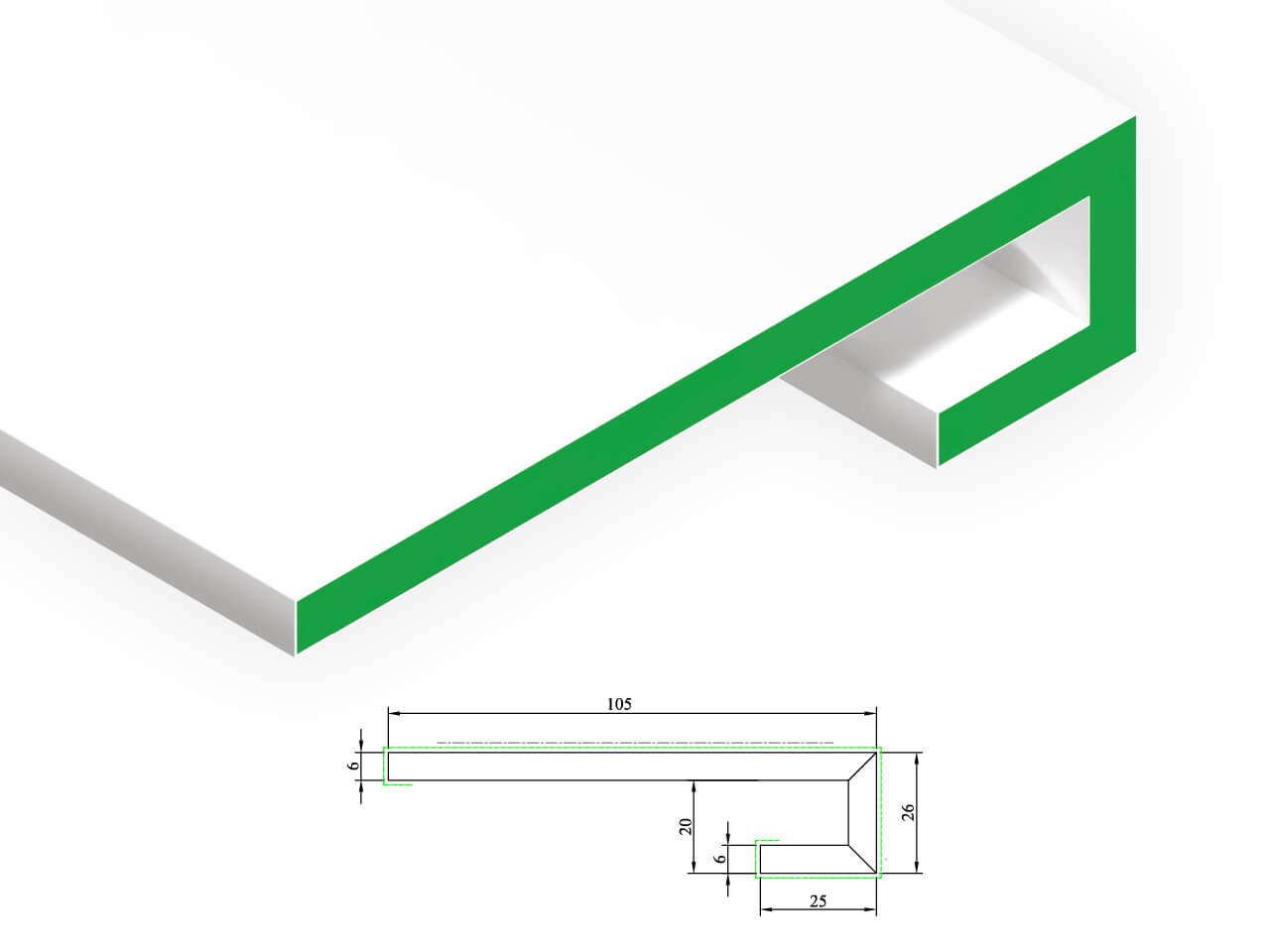 KDH 409 U-profile 6 x 105 x 26 x 25 mm KDH 409 U-profile 6 x 105 x 26 x 25 mm