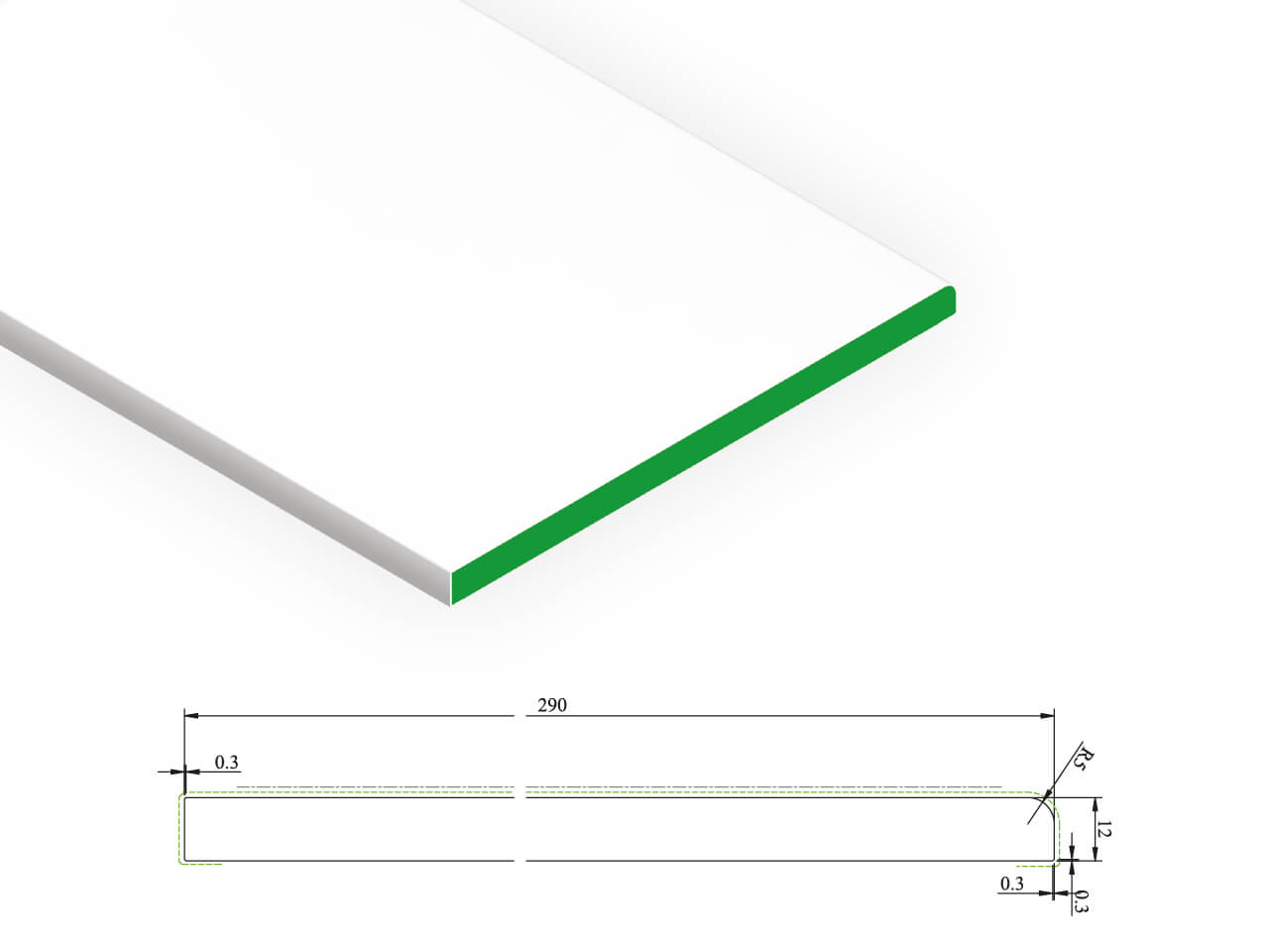 KDP 210 Reveal board 12 x 290 mm KDP 210 Reveal board 12 x 290 mm