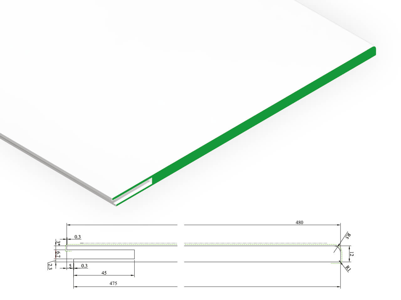 KDP 221 Reveal board 12 x 480 mm KDP 221 Reveal board 12 x 480 mm