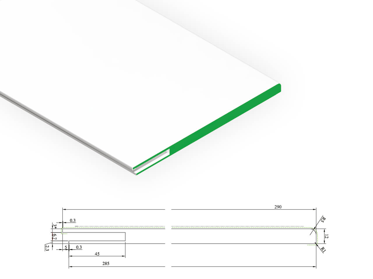 KDP 220 Reveal board 12 x 290 mm KDP 220 Reveal board 12 x 290 mm