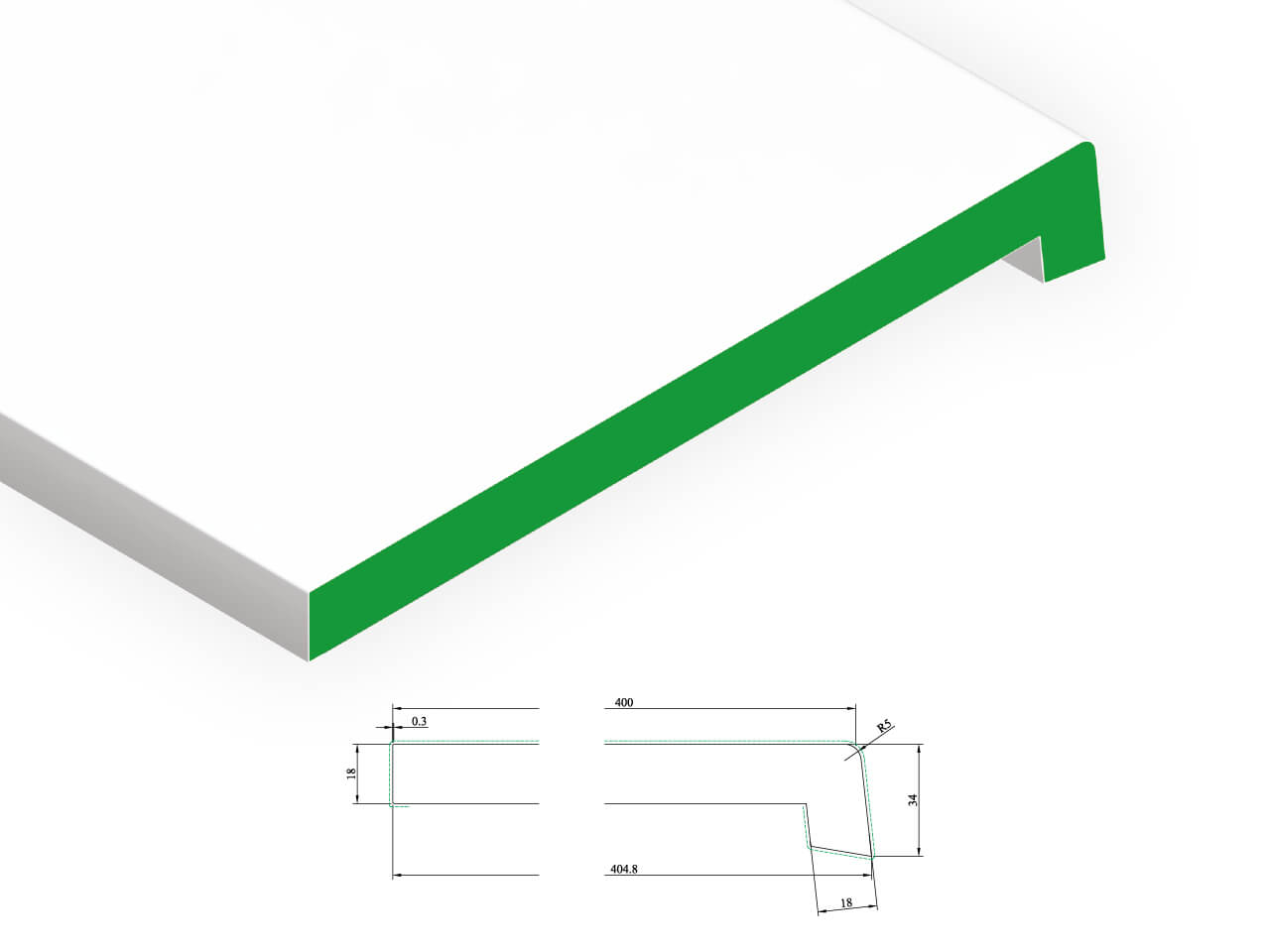VB 555 SP Windowsill 18/34 x 400 mm VB 555 SP Windowsill 18/34 x 400 mm
